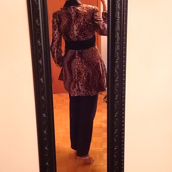 NWOT Faux-Fur Leopard Print Swing Coat, Faux-Leather Collar, Pockets! Peplum, S - Picture 14 of 17